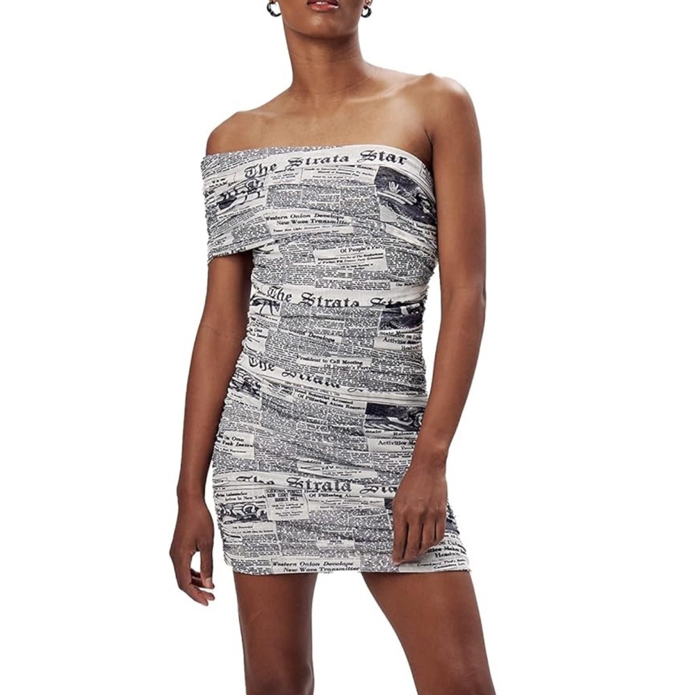 Ronny Kobo Zareena Newspaper Print Dress